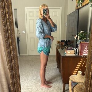 Spell & the Gypsy Blue feather Romper, AUS 10, US 6